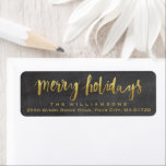 Merry Holidays Trendy Gold Script Chalkboard<br><div class="desc">Send your cards in style with this Merry Holidays custom return address label.</div>