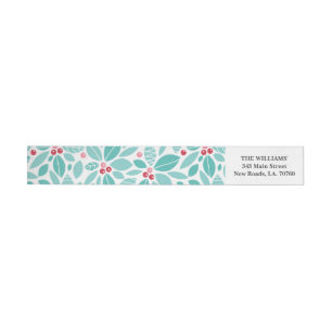 Merry Holly Christmas Wrap Envelope Label