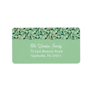 Merry Holly Days Address Label (Green)