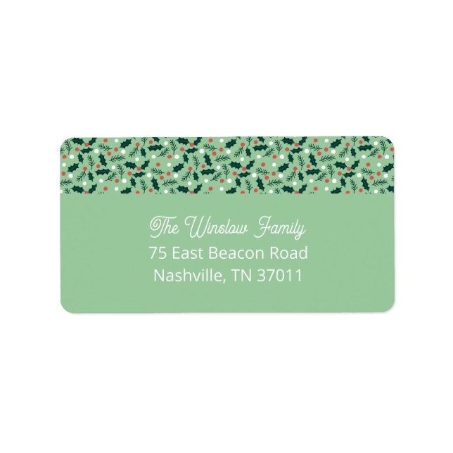 Merry Holly Days Address Label (Green) (Front)