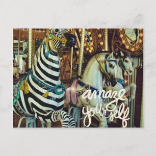 Merry Horse and Zebra Amaze Yourself Holiday Postcard