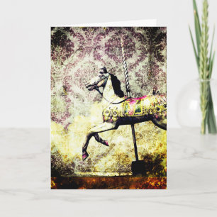 Merry Horse Grunge Hello Card