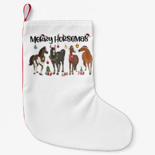 Merry Horsemas Horse Flower Christmas Equine Small Christmas Stocking