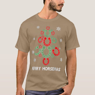 Merry Horsemas Horse Pine Tree Animal Lover Fun Xm T-Shirt