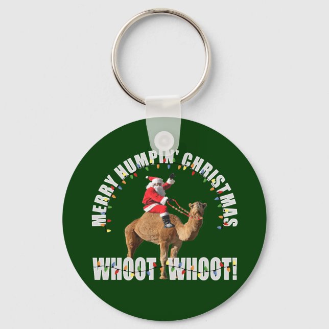 Merry Humpin' Christmas Santa & Camel Key Ring (Front)
