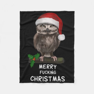 Merry Ing Christmas Owl (d010-0514a) Fleece Blanket