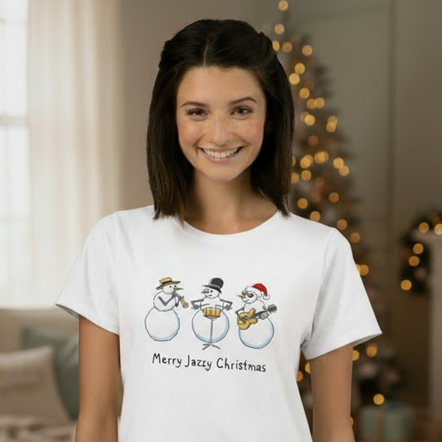 Merry Jazzy Christmas Funny Snowmen Jazz Women T-Shirt (Creator Uploaded)