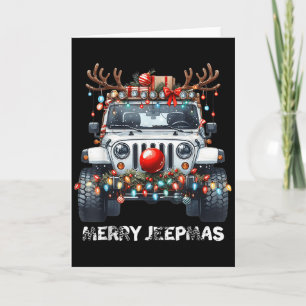 Merry Jeepmas Ugly Light Reindeer Christmas Card