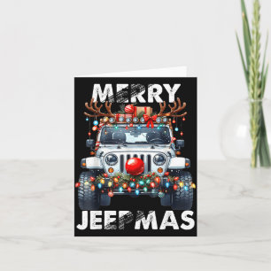 Merry Jeepmas Ugly Light Reindeer Christmas  Card