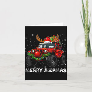 Merry Jeepmas Ugly Light Reindeer Christmas  Card