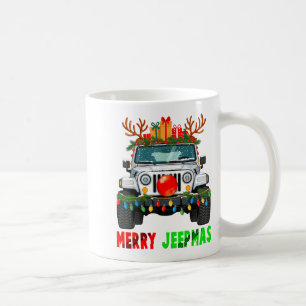 Merry Jeepmas Ugly Light Reindeer Christmas  Coffee Mug