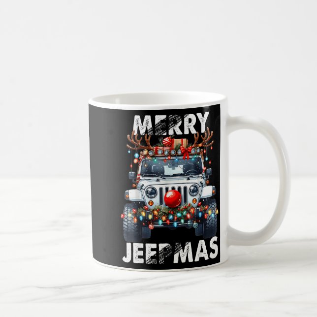 Merry Jeepmas Ugly Light Reindeer Christmas  Coffee Mug (Right)