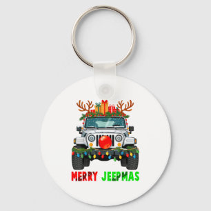 Merry Jeepmas Ugly Light Reindeer Christmas  Key Ring