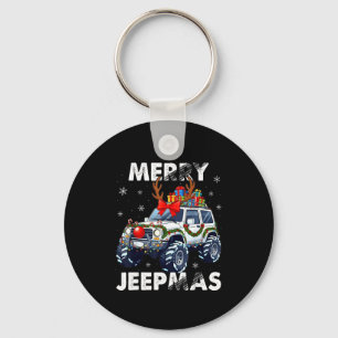 Merry Jeepmas Ugly Light Reindeer Christmas Key Ring