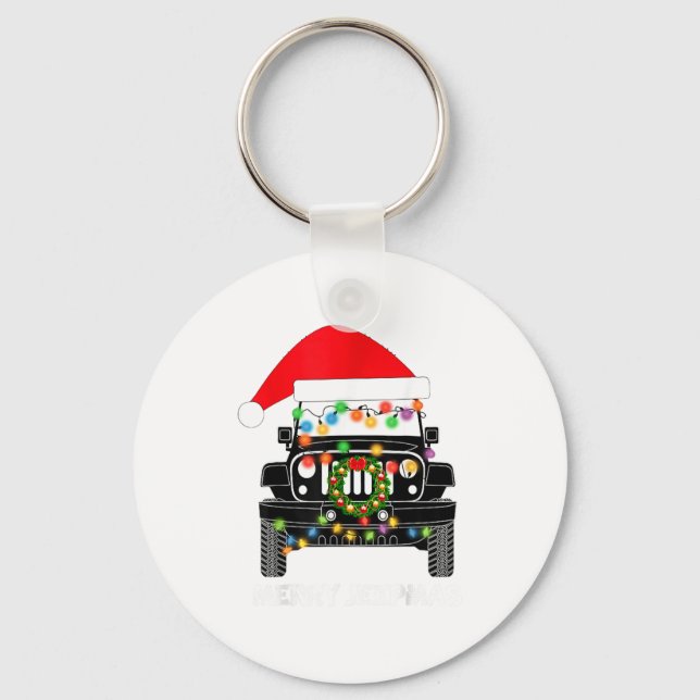 Merry Jeepmas Ugly Light Reindeer Christmas  Key Ring (Front)
