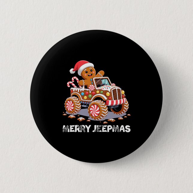 Merry Jeepmas Ugly Light Reindeer Christmas Long S 6 Cm Round Badge (Front)