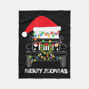 Merry Jeepmas Ugly Light Reindeer Christmas Long S Fleece Blanket
