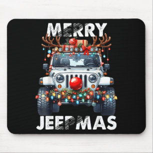 Merry Jeepmas Ugly Light Reindeer Christmas Mouse Pad