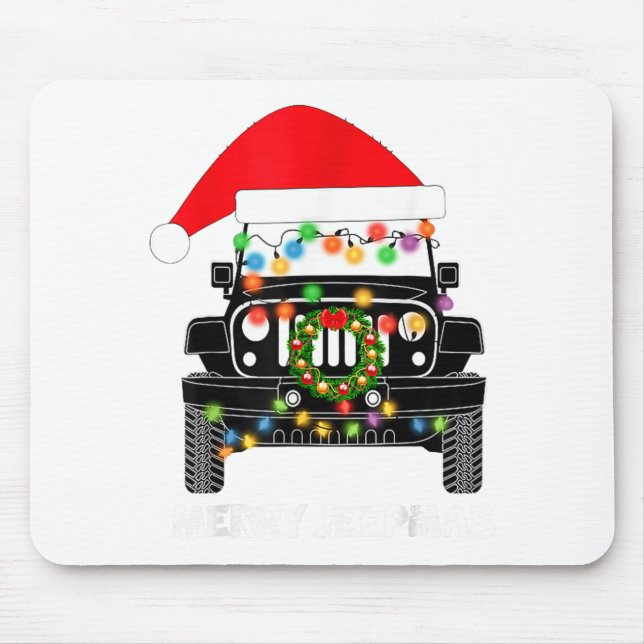 Merry Jeepmas Ugly Light Reindeer Christmas  Mouse Pad (Front)