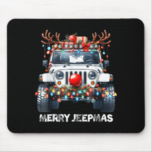Merry Jeepmas Ugly Light Reindeer Christmas Mouse Pad