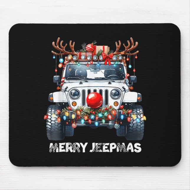 Merry Jeepmas Ugly Light Reindeer Christmas  Mouse Pad (Front)