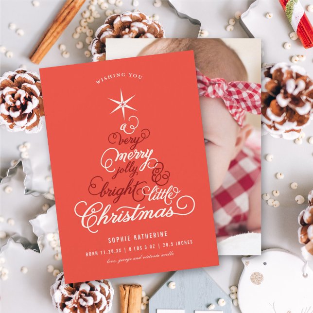 Merry Jolly And Bright Little Christmas Tree Photo Holiday Card (Creator Uploaded)