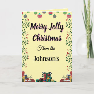 Merry Jolly Christmas Folded Holiday Card