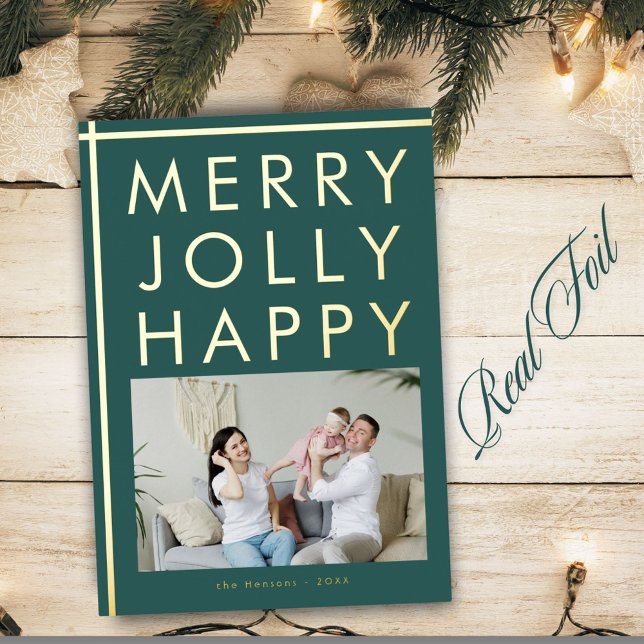 Merry Jolly Happy Family Photo Christmas Gold (Creator Uploaded)