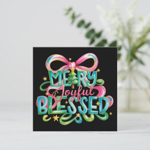 Merry Joyful Blessed Colourful Brushstroke Xmas Bo Holiday Card