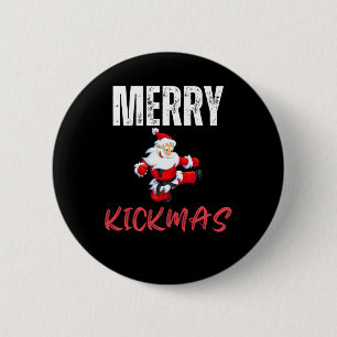 Merry Kick-mas Funny Christmas Santa Claus Karate 6 Cm Round Badge