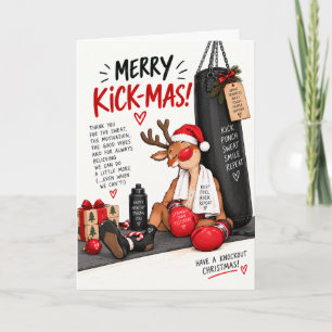 Merry Kick-Mas Funny Kickboxing Trainer Christmas Holiday Card