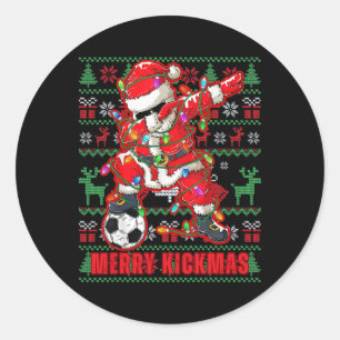 Merry Kickmas Christmas Soccer Byll Ugly Youth Swe Classic Round Sticker