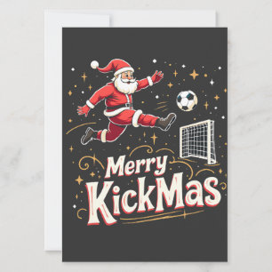 Merry Kickmas Funny Santa Claus Soccer Lovers Invitation