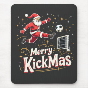 Merry Kickmas Funny Santa Claus Soccer Lovers Mouse Pad