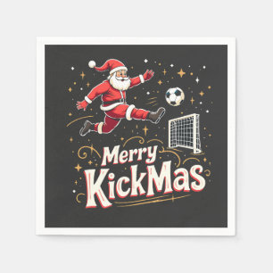 Merry Kickmas Funny Santa Claus Soccer Lovers Napkin