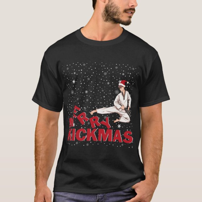 Merry Kickmas Karate Christmas Gifts T-Shirt (Front)