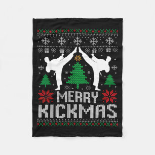 Merry Kickmas Karate Jiu Jitsu Ugly Christmas Xmas Fleece Blanket