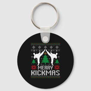 Merry Kickmas Karate Jiu Jitsu Ugly Christmas Xmas Key Ring