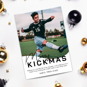 Merry Kickmas Soccer Photo Christmas Holiday Card