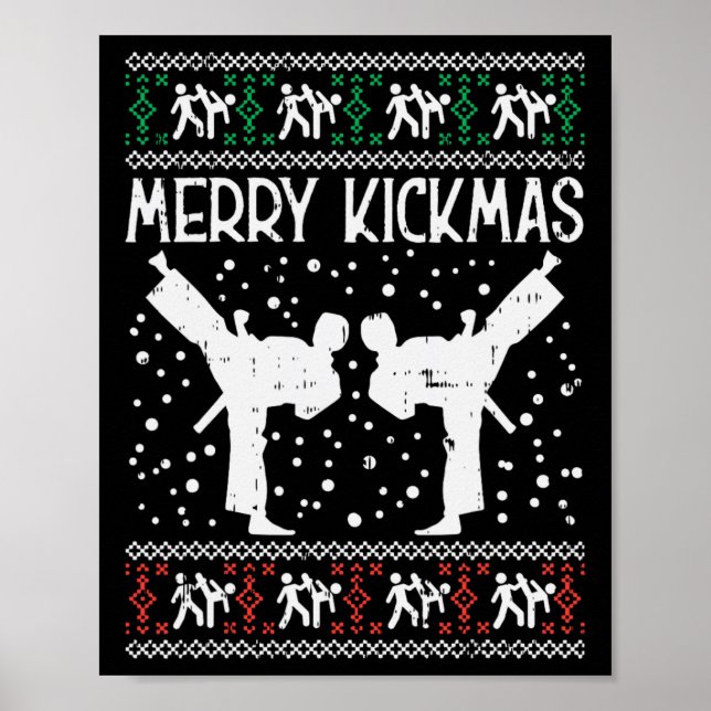 Merry Kickmas Ugly Christmas Karate Jiu Jitsu Mart Poster (Front)