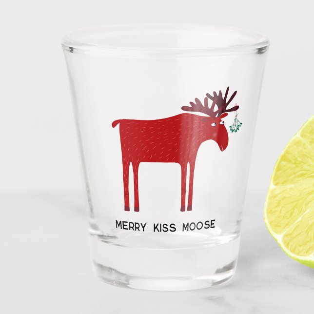 Merry Kiss Moose Christmas Shot Glass (Creator Uploaded)