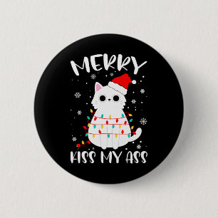 Merry Kiss My Christmas Theme Cat Lovers Gifts For 6 Cm Round Badge