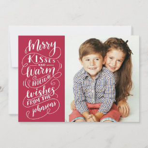 Merry Kisses Holiday Wishes Typography Red Photo