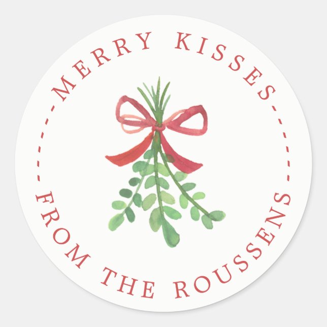 Merry Kisses Personalised Holiday Stickers (Front)