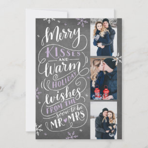 Merry Kisses Warm Wishes Save Date 3 Photo Lilac Save The Date