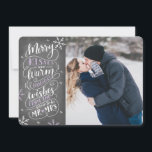 Merry Kisses Warm Wishes  Save The Date Photo<br><div class="desc">This modern and chic holiday photo card doubles as a save the date announcement card for the newly engaged couple. The front features your photos accented by hand drawn snowflakes and hand lettered typography that says "Merry Kisses and Warm Holiday Wishes From The Soon To Be Mr. and Mrs." in...</div>
