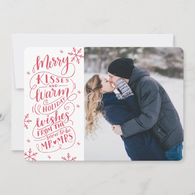 Merry Kisses Warm Wishes  Save The Date Photo (Front)