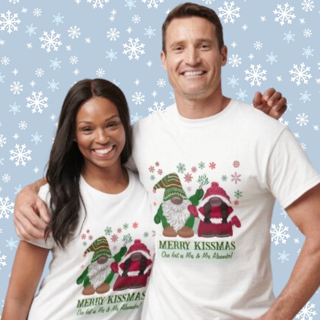 Merry Kissmas, couples 1st Christmas gonk design T-Shirt (Creator Uploaded)