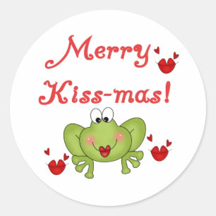 Merry Kissmas Frog Holidays Christmas Classic Round Sticker