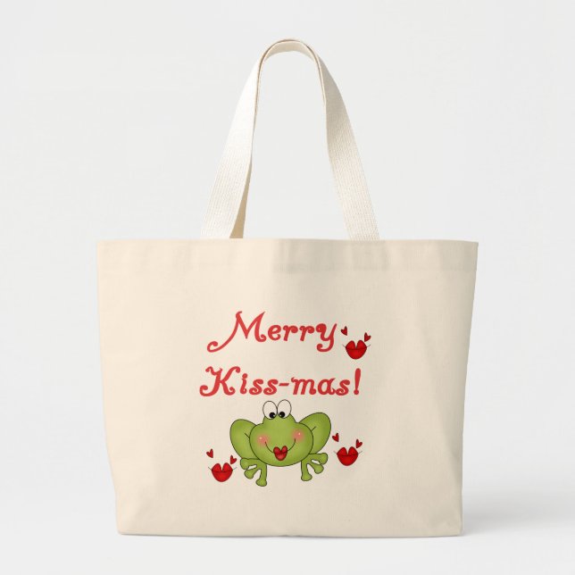 Merry Kissmas Large Tote Bag (Front)